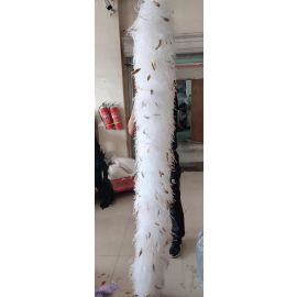 30 ply White Ostrich Feather Boa with Gold Coque Feathers