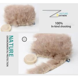 Turkey  Marabou Fringe Trim 10 Yards Turkey Feather Marabou Fringe Sewn On Tape Khaki