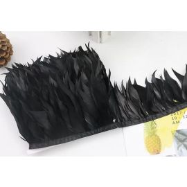 Goose Feather Fringe Goose Striped Trim 1 Yard Black
