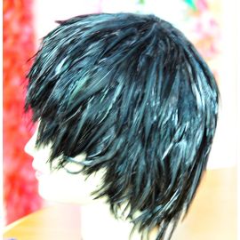 Sale! Black Hackle Feather Wigs/Costume Wigs /Halloween Wigs/Black Swan Costume