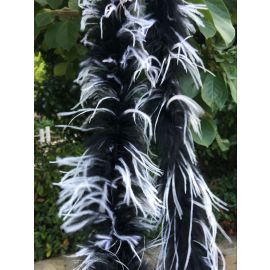 Ostrich Boa Ostrich Trim 1 ply 2 Yards 6 Feet-Black-white Two-tone