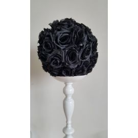 11-12  inches Rose Flower Pomander  Wedding decoratin Ball Silk Kissing Ball Rose Flowers Balls-Black
