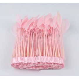 Stripped Goose Feather Fringe Trim  Sewn On Feather Tape 2 Yards Blush Pink