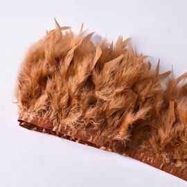 Chandelle Feather Fringe Turkey Feather Trim Sewn On Tape 10 Yards  Brown 1
