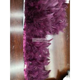 Chandelle Feather Fringe Turkey Feather Trim Sewn On Tape 1 Yard Plum Purple