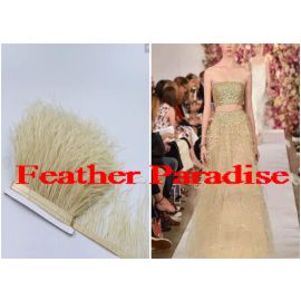 1 Yard Ostrich Fringe Tapes Trims-Champagne