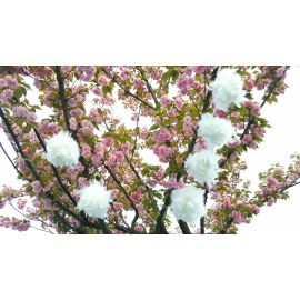 White 7.2 inches Feather Ornaments Chandelle Feather Ball Kissing Ball  Pompoms with Styrofoam  6 Pieces