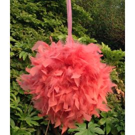 Feather Kissing Balls/ Pom Poms/Chandelle Feather Balls/ Decoration Balls/Wedding Balls-Coral 12 INCH