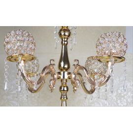 Gold 5 Arms Crystal Candelabra/ Floral Riser/Wedding Centerpieces/Flower Ball Stand 30 Inches