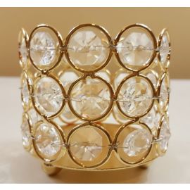 3 PCS Small Cylinder Crystal Candle Holder Mini Candle Holders Tea Candle Holders Crystal Decorations-Gold