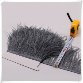 Dark Grey Ostrich Feather Trims/Sew On Ostrich Feather Fringe 1 Yard