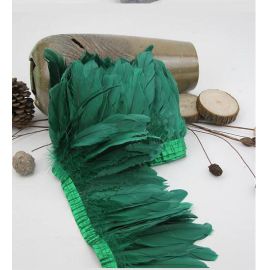 Dark Green Hunter Green Goose Pallets Parried Fringe Trims Sew on Feathers  2 yards/Piece