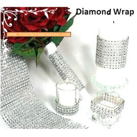 Silver Rhinestone Mesh Diamond Mesh  Elastic Wedding Bling  Rhinestone Bling Mesh  Diamond Mesh Votive Crystal Wrap 1 Yard 1