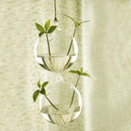 Clear Round Hanging Votive Candle Holder / Vase with Double Hooks 1