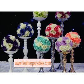 Wedding Feather Ball/Floral Ball Stands /Pillar Candle Holder Reversible A Set of 3 Pieces Gold New!!!