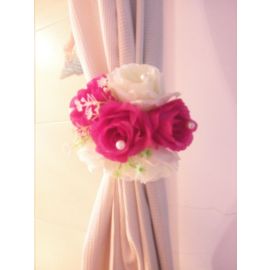 6 pieces Rose Flower Cluster Curtain Tieback Clips Buckles Backdrop clips with Pearls-Fushcia-Ivory Mixed