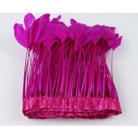 Stripped Goose Feather Fringe Trim Sewn On Feather Tape 2 Yards Fuchsia