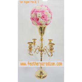30 inches Gold 5 Arms Candelabra/ Floral Riser/Wedding Centerpieces/Flower Ball Stand