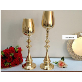 Metal Gold Tall Cup Vases  Centerpiece Vases Floral Riser Stand 22 Inches USA Seller
