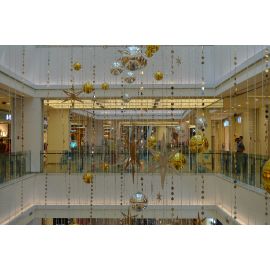 Gold Round Retro PVC Metallic  Beaded Mirror Film Garlands/Curtain Strands-80 Inch Long