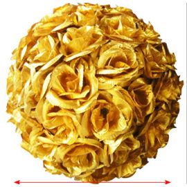 6 inch Rose Flower Pomander  Wedding decoratin Ball Silk Kissing Ball Rose Flowers Balls-Gold