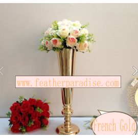 Gold  Polished Metal Trumpet Vases Wedding Centerpieces Vases French Gold-22 inches