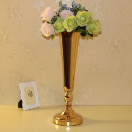 Polished Metal Trumpet Vases Wedding Centerpieces Vases French Gold-20 inches