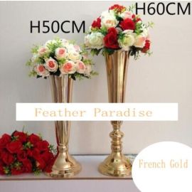 Gold Polished Metal Trumpet Vases Wedding Centerpieces Vases French Gold-24 inches
