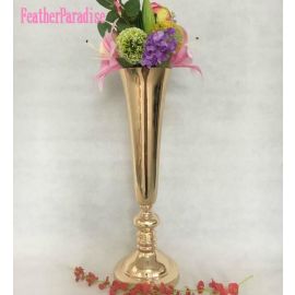 6 pcs Gold Polished Metal Trumpet Vases Wedding Centerpieces Vases French Gold-24 inches