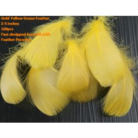 100 Pieces Packed Goose Nagorie Feathers Loose Feather  Feather Fillers Feather Confetti Gold Yellow