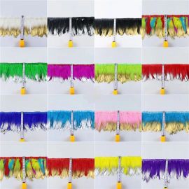 Goose Pallets Parried Fringe With Gold Tip Sew on Feathers 2 Yards/Piece