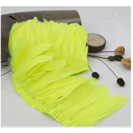 Neon Green Hunter Green Goose Pallets Parried Fringe Trims Sew on Feathers  2 yards/Piece