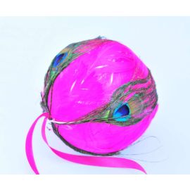 Hot Pink Peacock Feather Ball/Ornament  4 inch 1 Pieces  On Sale!