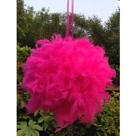 Feather Kissing Balls/ Pom Poms/Chandelle Feather Balls/ Decoration Balls/Wedding Balls 6 inch -Hot Pink