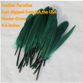 Goose Feathers Packed Loose Feathers 4-6 inches Long Hunter Green 100Pcs 1