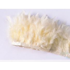 Chandelle Feather Fringe Turkey Feather Trim Sewn On Tape 1 Yard Ivory