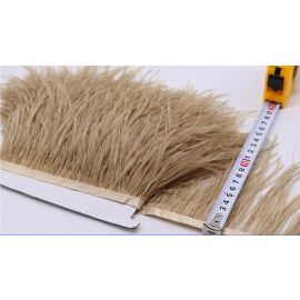 Khaki Ostrich Feather Trims/Sew On Ostrich Feather Fringe 1 Yard