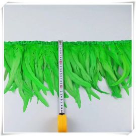 Coque Tail Feather Trim Fringe Coque Feather Tapes Rooster Sewn-on 10 Yards  Lime Green Color Bleached and Dyed
