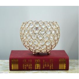 3 PCS Small Round Crystal Candle Holder Mini Candle Holders Tea Candle Holders Crystal Decorations-Gold
