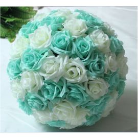 10 inch Rose Flower Pomander  Wedding decoratin Ball Silk Kissing Ball Rose Flowers Balls-Mint and Ivory