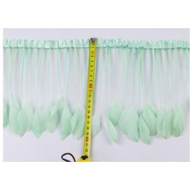 Stripped Goose Feather Fringe Trim Sewn On Feather Tape 2 Yards Mint