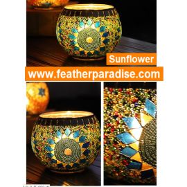 Large Mosaic Candle Holder Handmade Mosaic Holder-Sunflower( USA Seller)