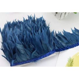 Goose Feather Fringe Goose Striped Trim 1 Yard Navy Blue