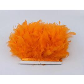 Chandelle Feather Fringe Turkey Feather Trim Sewn On Tape 10 Yards Orange