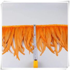 Coque Tail Feather Trim Fringe Coque Feather Tapes Rooster Sewn-on 10 Yards  Orange Color Bleached and Dyed