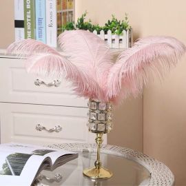 One Set Crystal Peach Ostrich Deco Centerpiece with 8 Pcs 12-14 inches Blush Pink Ostrich Feather