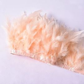 Chandelle Feather Fringe Turkey Feather Trim Sewn On Tape 10 Yards  Peach Color