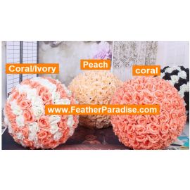 6 inches Rose Flower Pomander  Wedding decoratin Ball Silk Kissing Ball Rose Flowers Balls -Coral/Flamingo