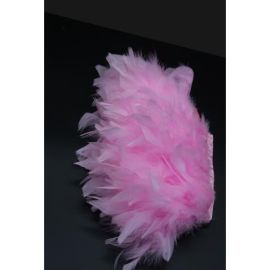 Chandelle Feather Fringe Turkey Feather Trim Sewn On Tape 1 Yard Pink