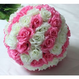 6 inch Rose Flower Pomander  Wedding decoratin Ball Silk Kissing Ball Rose Flowers Balls-Pink and Ivory